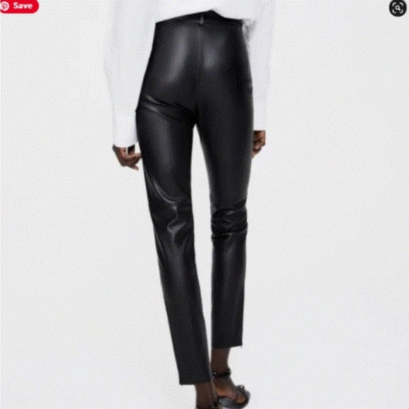 NWT skinny faux leather pants with gold chain - Picture 2 of 6